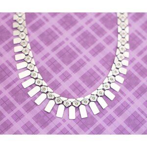 Vintage Stylish Antique Silver Tone Mid Century Necklace 18 inch - V11